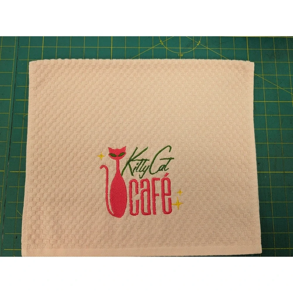 Kitty Cat Cafe Retro Mid Century Modern Atomic Kitchen Bath Bar Hand Towel